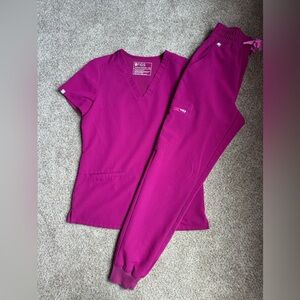 Limited Edition Fuchsia Fig Scrub Joggers & Three-Pocket Scrub Top